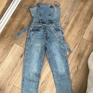 Denim overall jumpsuit